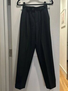 & OTHER STORIES pleated wool blend trouser pants in black (sz8)